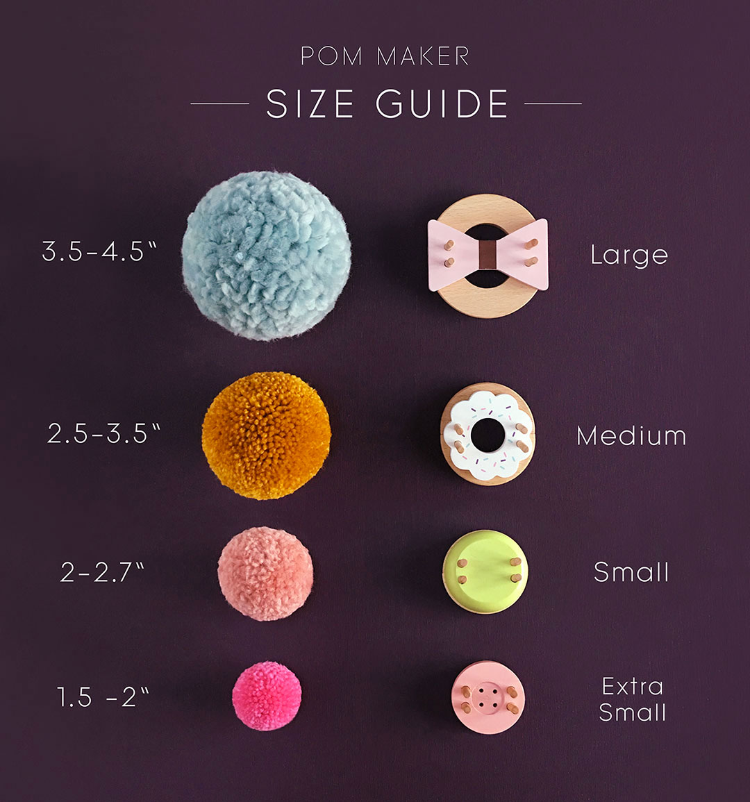 Afsky Farmakologi ydre Pom Maker Size Guide - Pom Maker